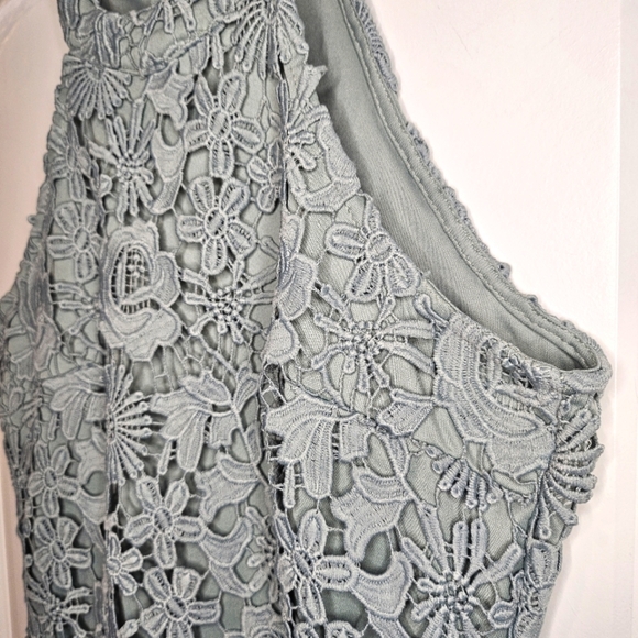 Lulus Love Poem XS Green Halter Lace Bodycon Mini Sleeveless Sheath Dress - Picture 4 of 13